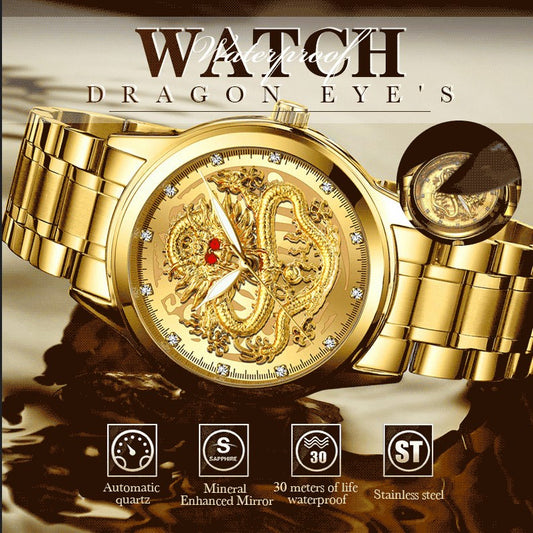 Horloge met draak in reliëf-Drakenoog horloge