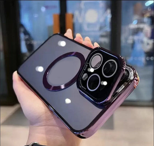 Mobiel telefoonhoesje met magnetische vergulde transparante spiegel voor iPhone